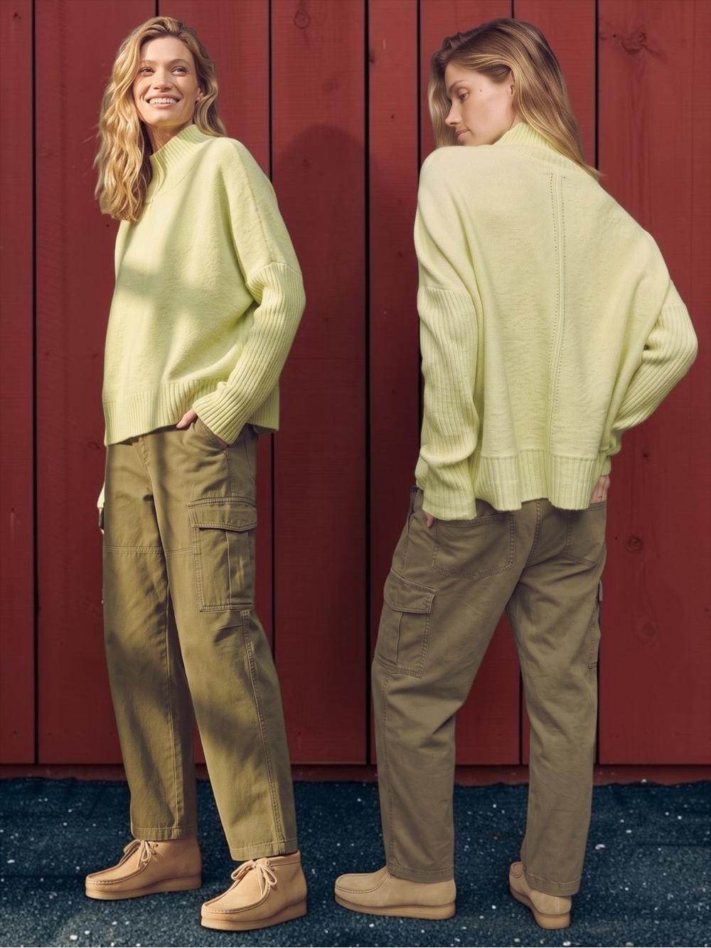 Anthropologie Maeve Women’s Wool Blend Mock-Neck Chartreuse Oversized Sweater S